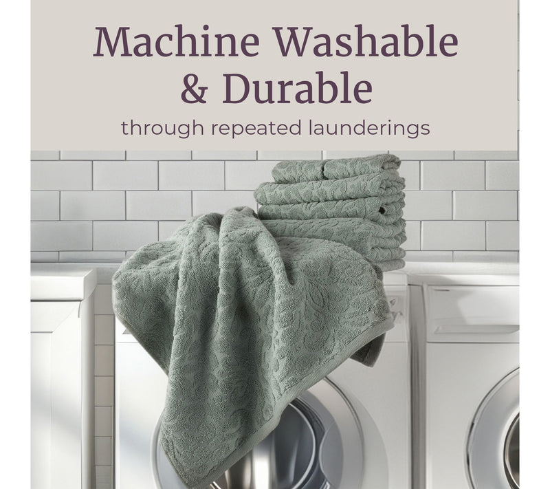 Lavish Home 6PC Jacquard Towel Set Cotton Bathroom Set — View 3