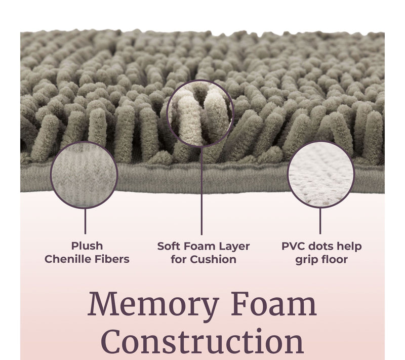 Lavish Home High-Pile Chenille Memory Foam Bathroom Rug — View 2
