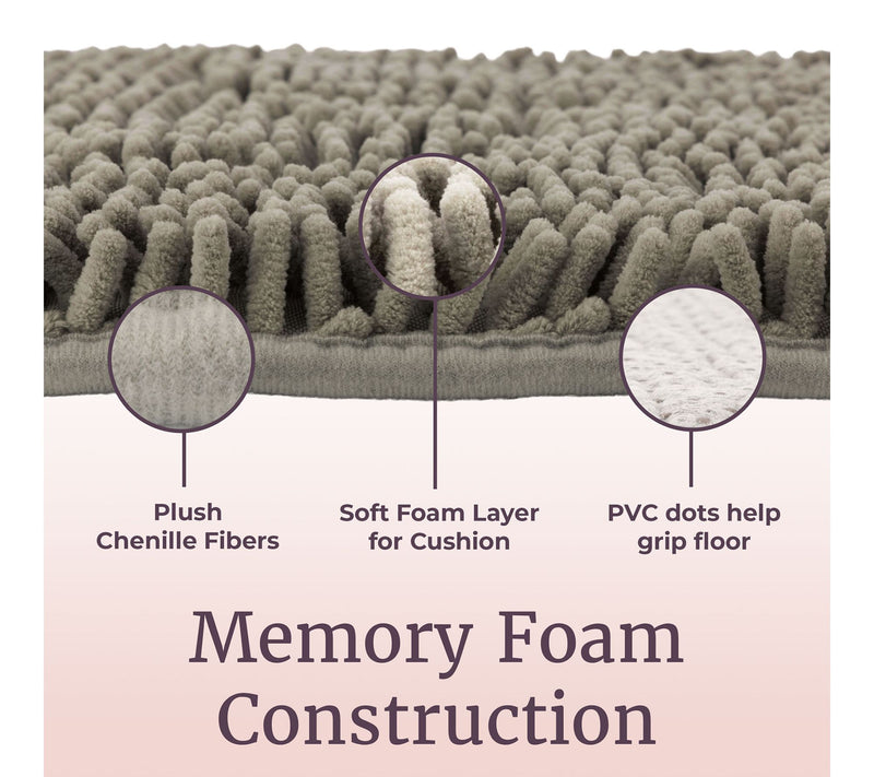 Lavish Home 2 PC High-Pile Chenille Memory FoamBathroom Rug — View 5