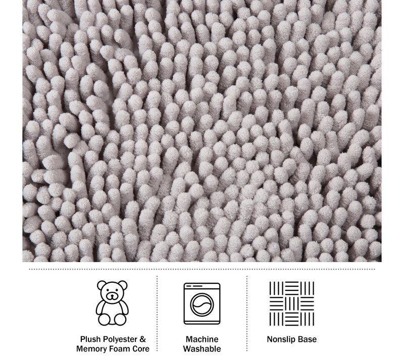 Lavish Home 2 PC High-Pile Chenille Memory FoamBathroom Rug — View 2