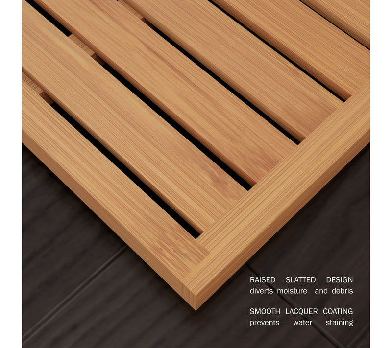 Lavish Home Bamboo Bathroom Mat Non-Slip Design — View 3