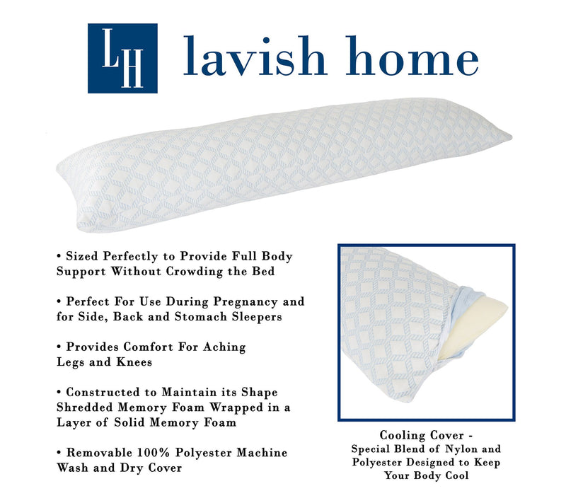 Lavish Home Memory Foam Body Pillow with Stay Cool Cover — View 2