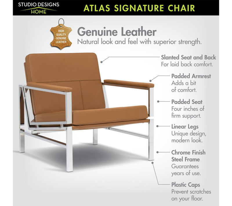 Studio Designs Home Atlas Signature Genuine Leather Chair — View 2