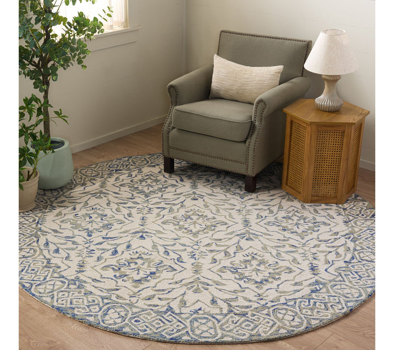 Dip Dye Fleur 5' x 5' Round Wool Rug by Valerie — View 2