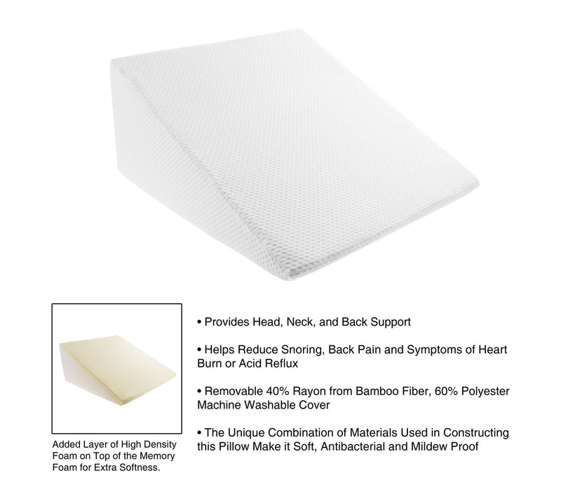 Lavish Home Extra High Wedge Memory Foam Pillow — View 2
