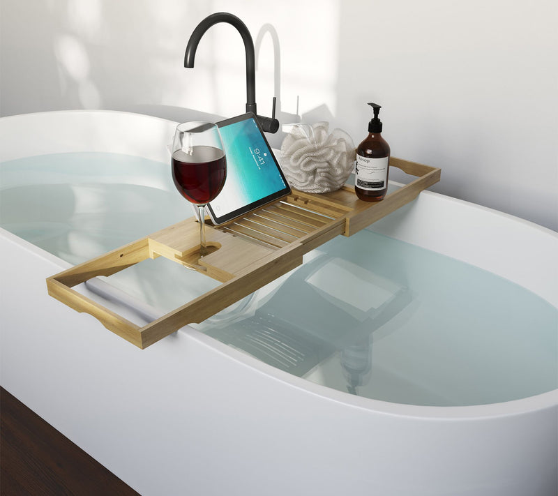Home-Complete Natural Wood Bath Tray ExpandableAccessories — View 4