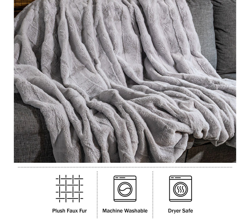 Lavish Home Faux Fur Blanket Queen Throw Blanket — View 2
