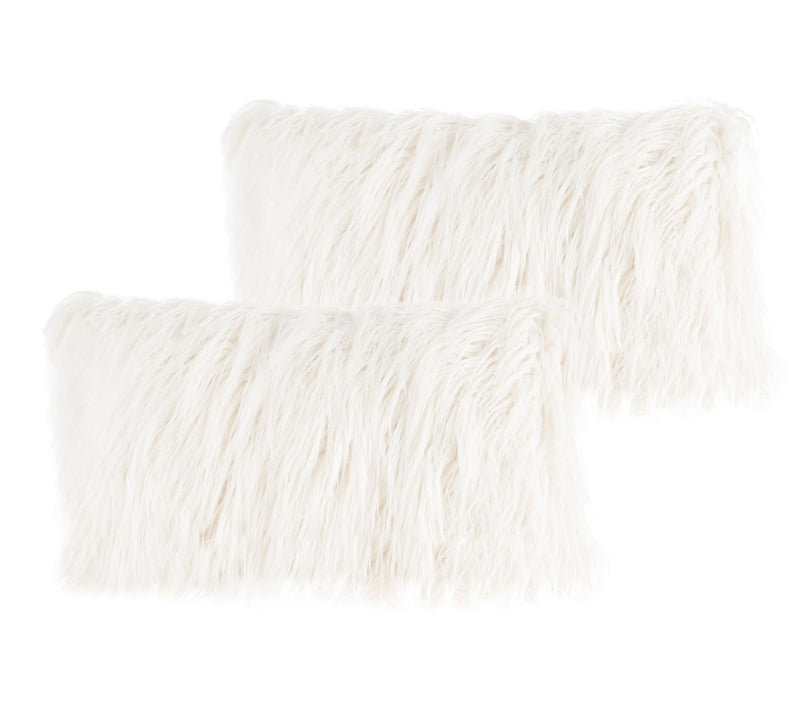 Lavish Home 2 Plush Lumbar Faux Fur Pillows Decorative Pillows — View 6