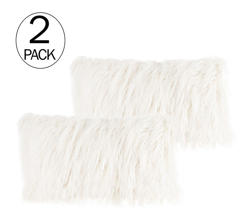 Lavish Home 2 Plush Lumbar Faux Fur Pillows Decorative Pillows — View 8