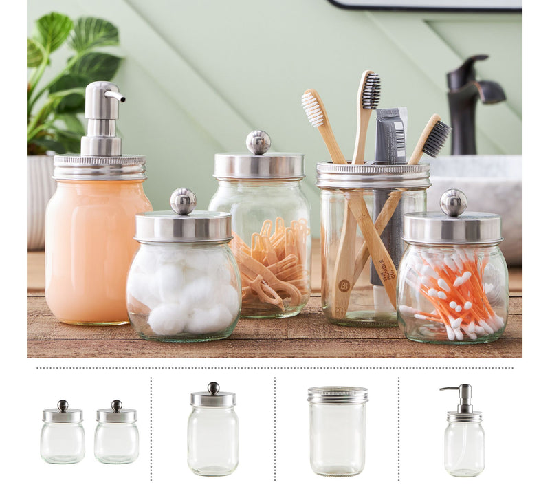 Home-Complete 5-Piece Mason Jar Bathroom Accessories Set — View 3