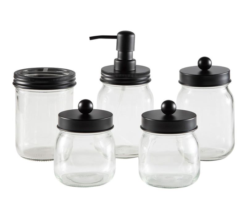 Home-Complete 5-Piece Mason Jar Bathroom Accessories Set — View 11