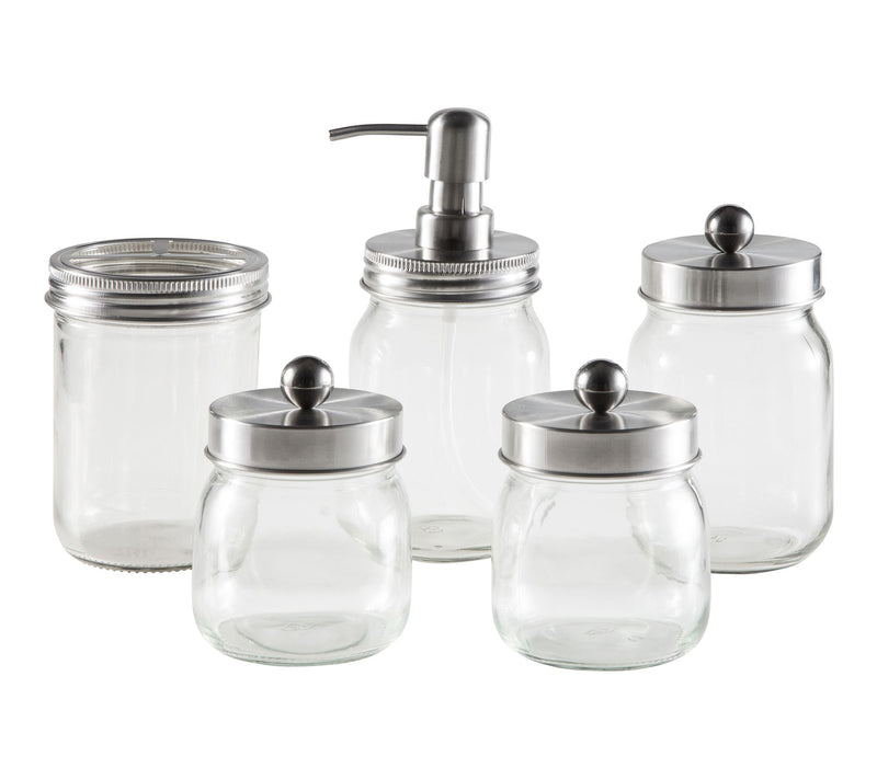 Home-Complete 5-Piece Mason Jar Bathroom Accessories Set — Main view