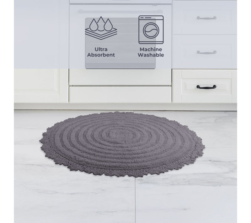 Lavish Home 2-Piece Round Woven Bath Mat Set for Boho Decor — View 2