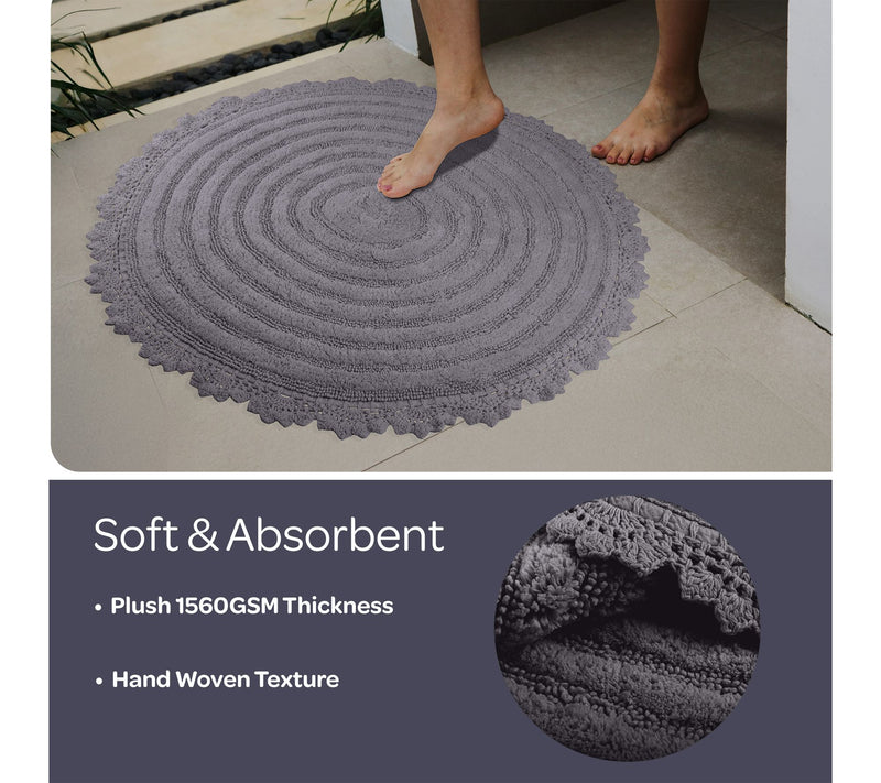 Lavish Home 2-Piece Round Woven Bath Mat Set for Boho Decor — View 3