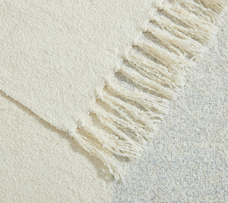 Palm Aire Kiawah Beige/White 50" x 70" Woven Throw Blanket — View 4