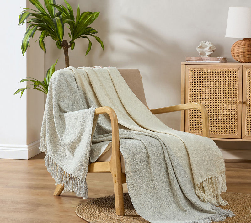 Palm Aire Kiawah Beige/White 50" x 70" Woven Throw Blanket — View 2