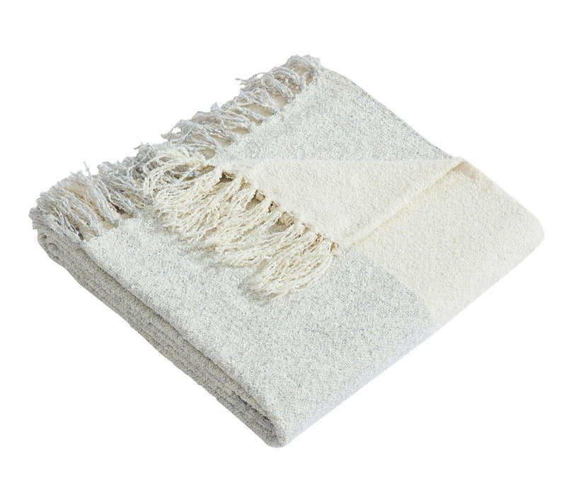 Palm Aire Kiawah Beige/White 50" x 70" Woven Throw Blanket — Main view