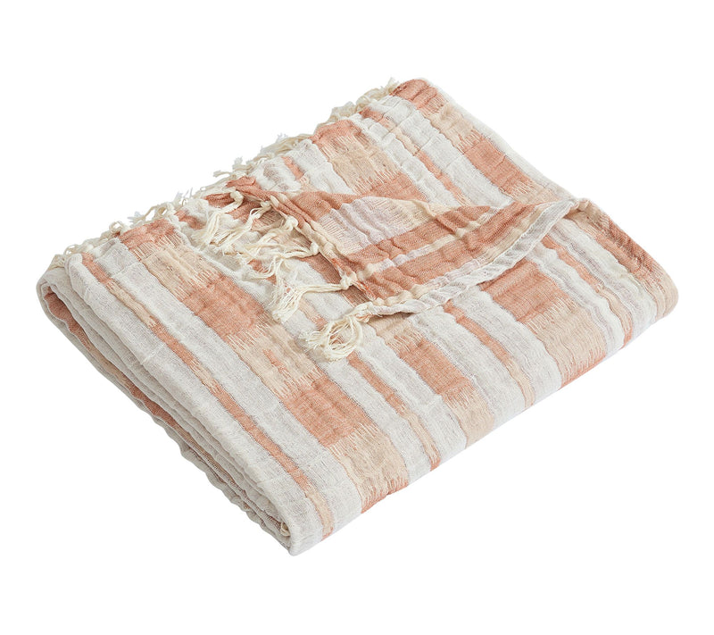 Palm Aire Amagansett Terracotta Stripe 50" x 70" Cotton Throw — View 7