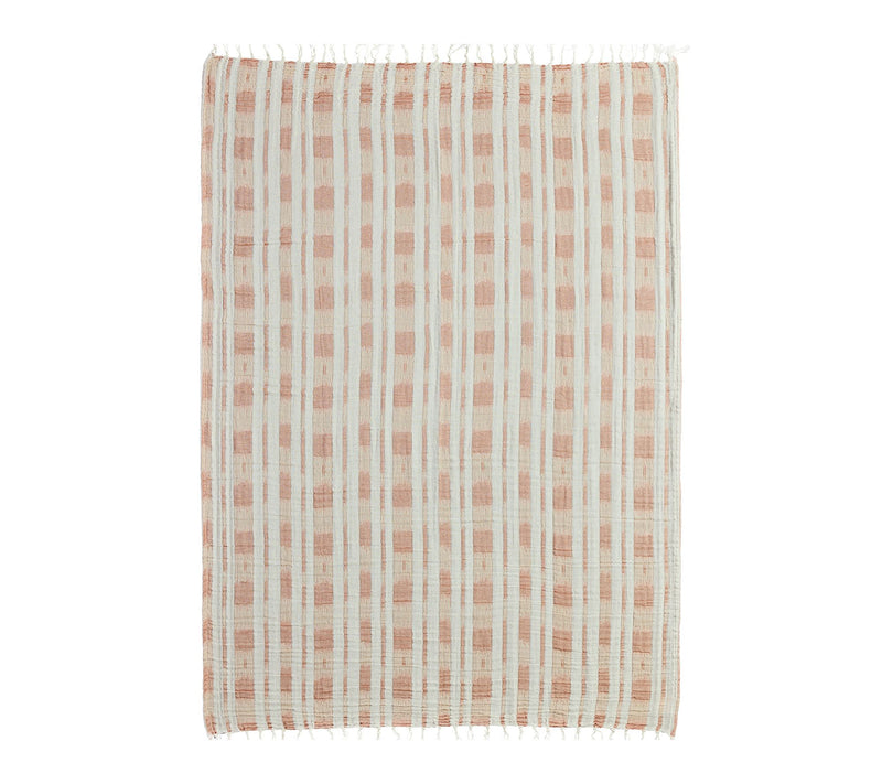 Palm Aire Amagansett Terracotta Stripe 50" x 70" Cotton Throw — View 3
