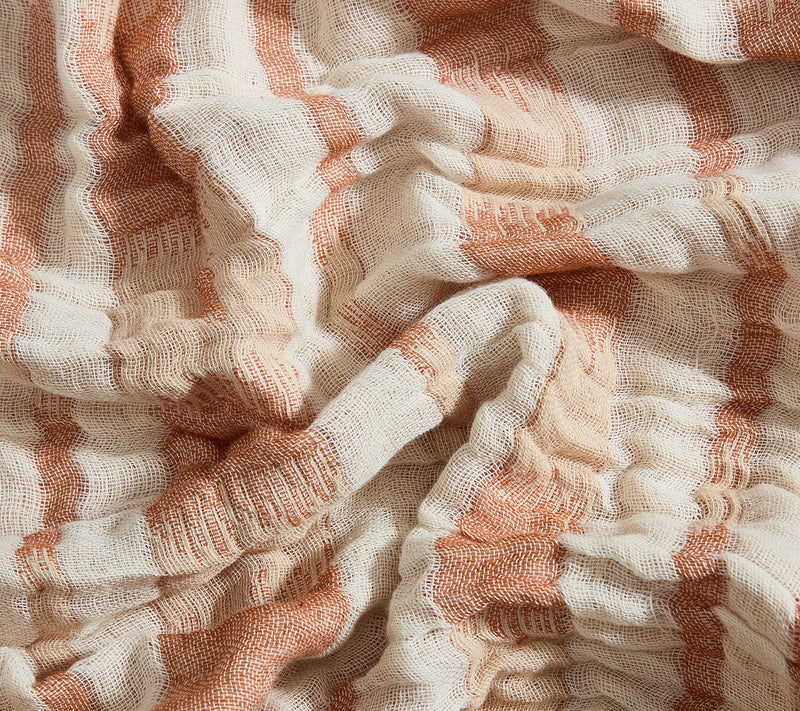 Palm Aire Amagansett Terracotta Stripe 50" x 70" Cotton Throw — View 5