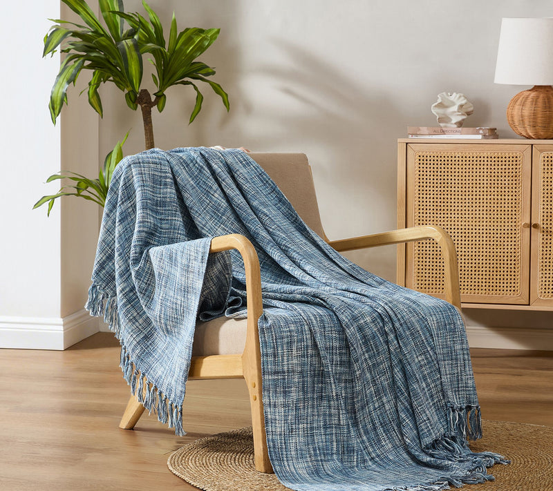 Palm Aire Margate Blue 50" x 70" Cotton Throw Blanket — View 2