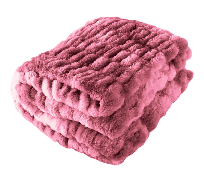 Lavish Home Oversized Ruched Jacquard Faux FurBlanket — View 19