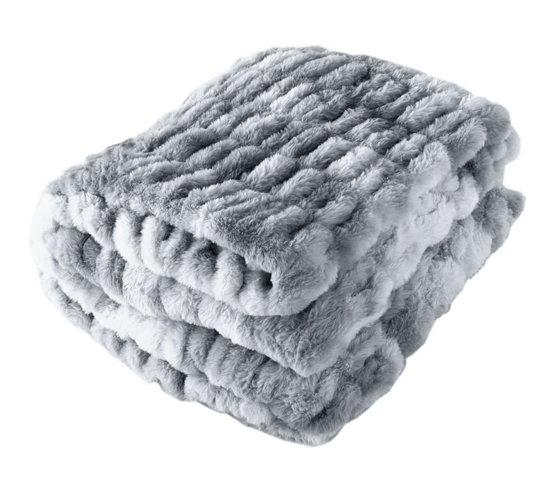 Lavish Home Oversized Ruched Jacquard Faux FurBlanket — View 20