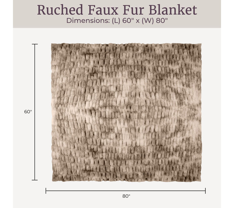 Lavish Home Oversized Ruched Jacquard Faux FurBlanket — View 6
