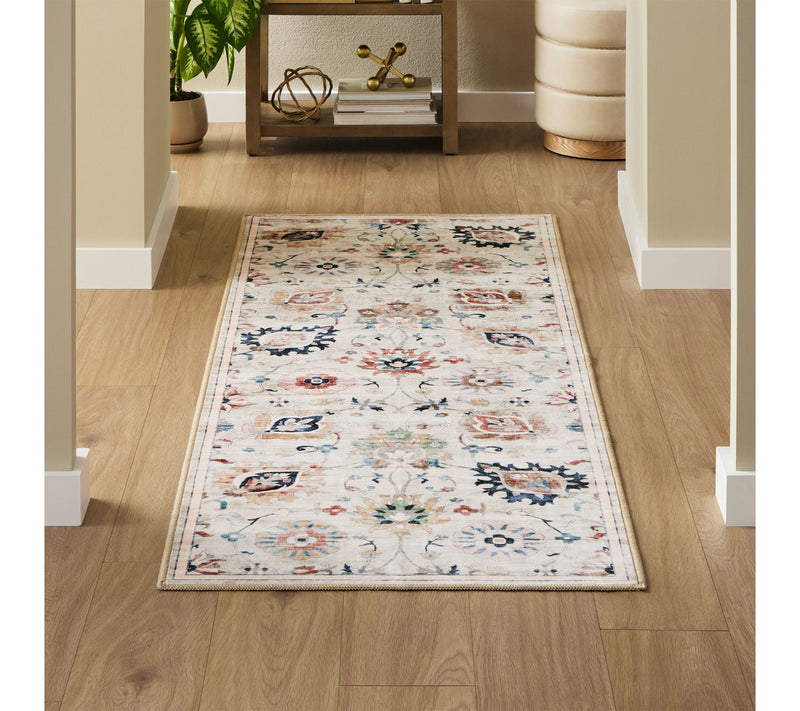 Everwash Haven Damask Floral 2x7 Washable Runner Rug — View 3