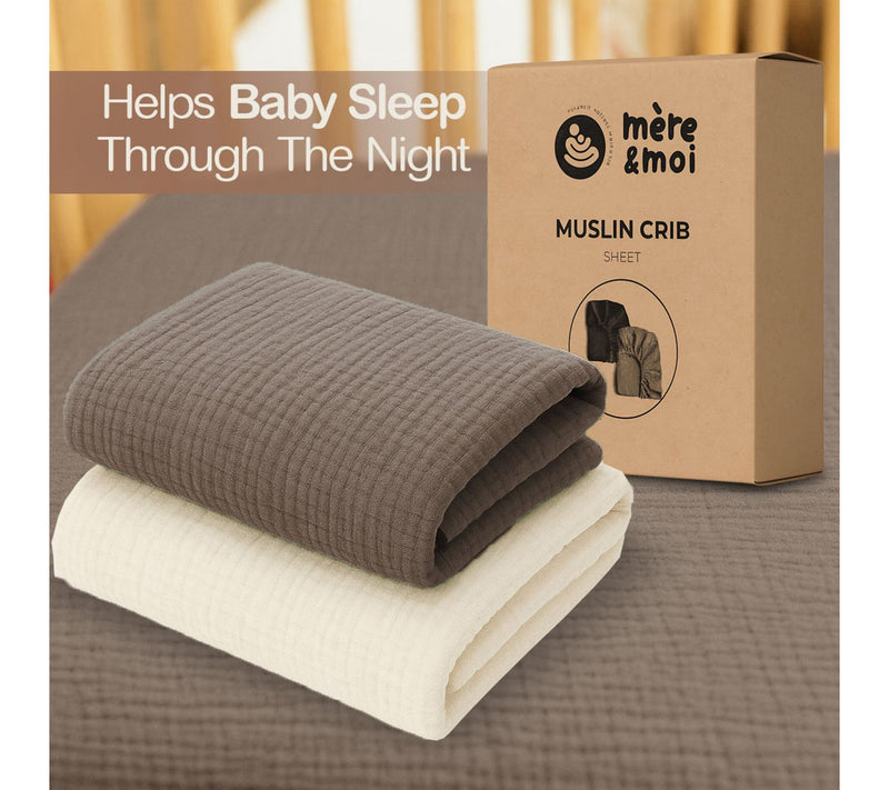 Mere & Moi 2 Pack Muslin Fitted Crib Sheets Mattress Bedding — View 7