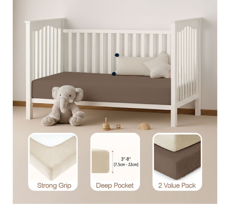Mere & Moi 2 Pack Muslin Fitted Crib Sheets Mattress Bedding — View 4