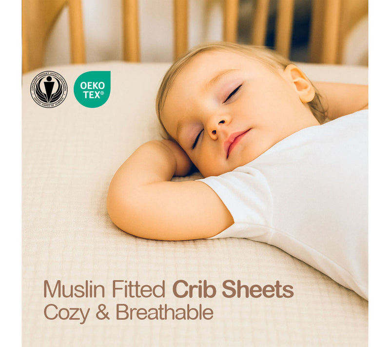 Mere & Moi 2 Pack Muslin Fitted Crib Sheets Mattress Bedding — View 6
