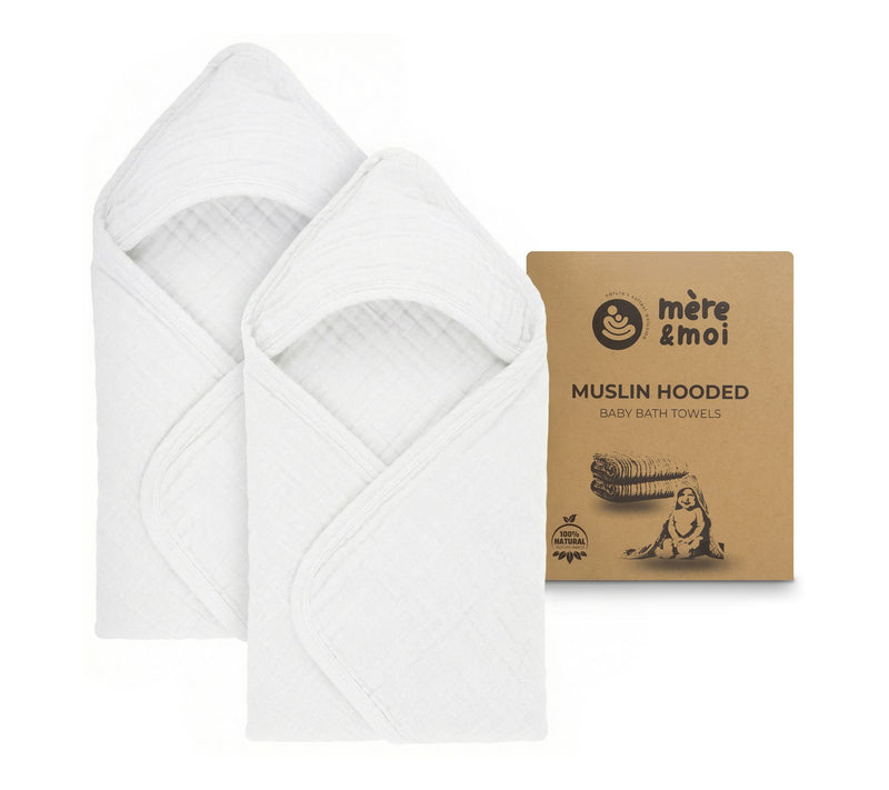 Mere & Moi Muslin 2 pack Hooded Baby Bath Towel — Main view