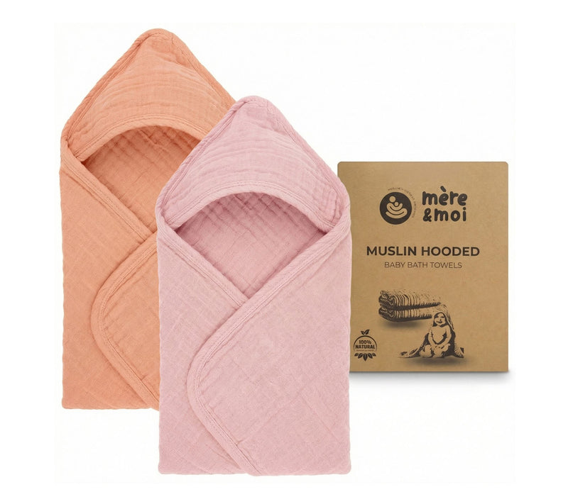 Mere & Moi Muslin 2 pack Hooded Baby Bath Towel — View 14