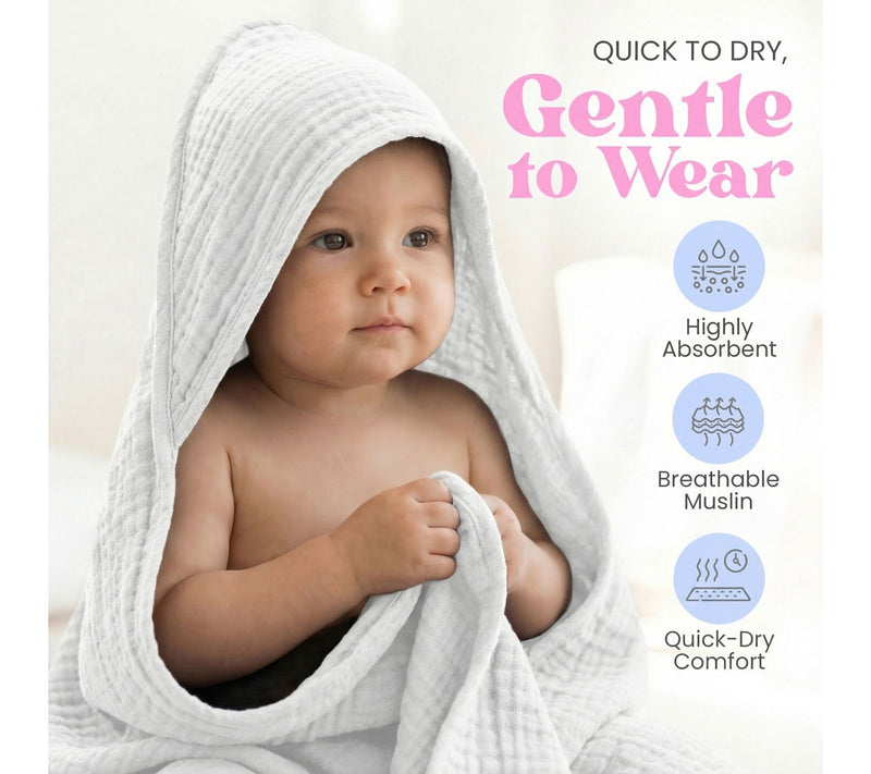Mere & Moi Muslin 2 pack Hooded Baby Bath Towel — View 4
