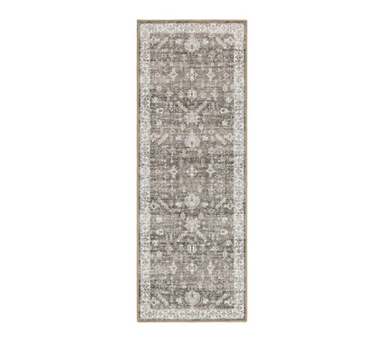 Everwash Haven Distressed Border 2x7 Washable Runner Rug