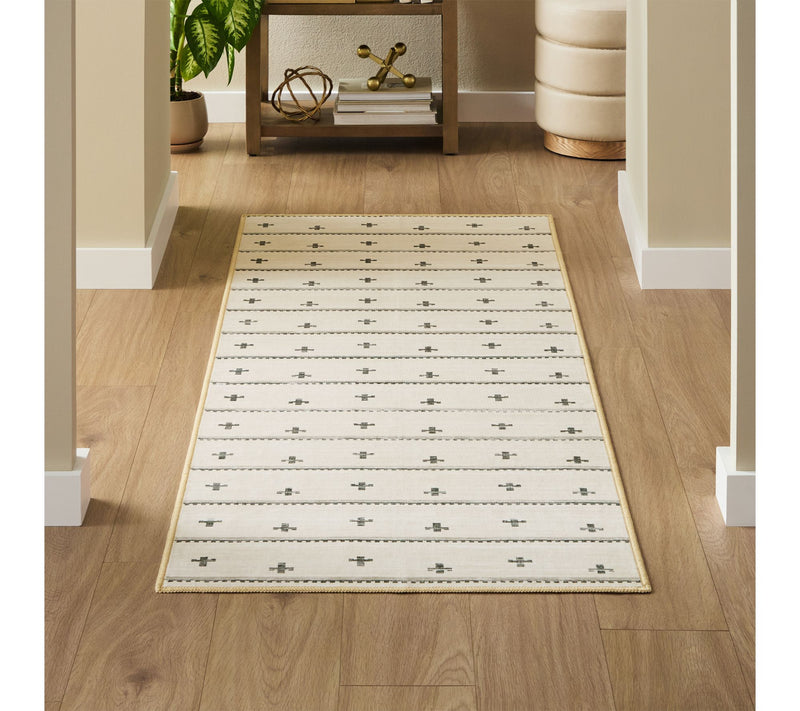 Everwash Haven Scandinavian St ripe 2x7 Washab le Runner Rug — View 3