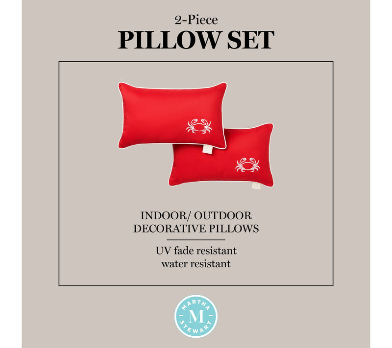 Martha Stewart Embroidered Cra b 11"x18" Outdo or Pillow 2-Pac — View 6