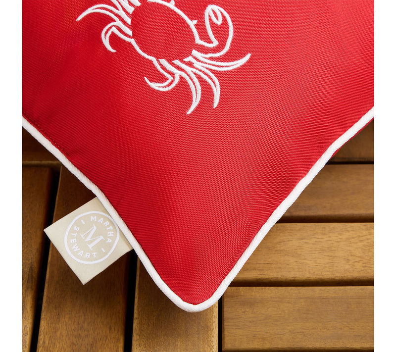 Martha Stewart Embroidered Cra b 18"x18" Outdo or Pillow 2-Pac — View 2