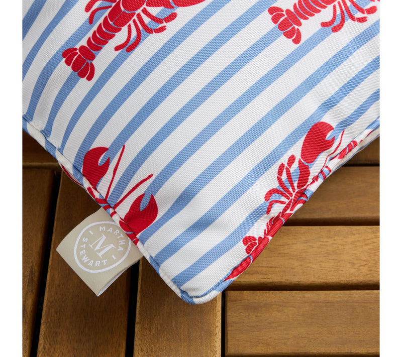 Martha Stewart Lobster Stripe 11"x18" Outdoor Pillow 2-Pack — View 2