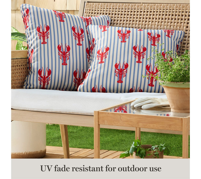 Martha Stewart Lobster Stripe 18"x18" Outdoor Pillow 2-Pack — View 4