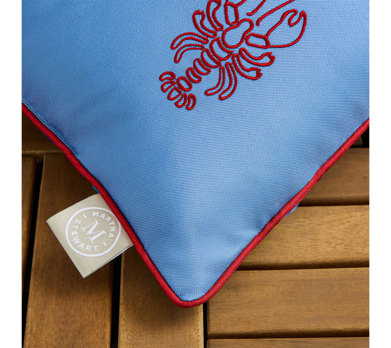 Martha Stewart Embroider Lobster 11"x18" Outdoor Pillow 2-Pack — View 2