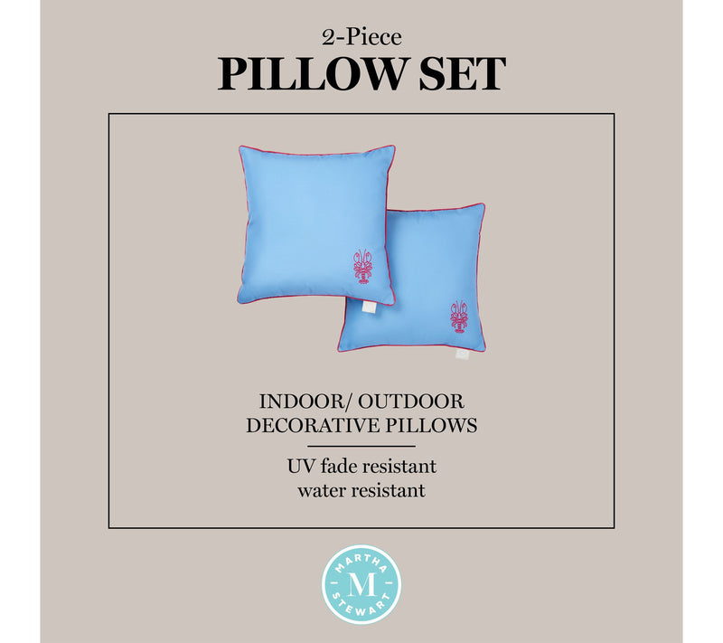 Martha Stewart Embroider Lobster 18"x18" Outdoor Pillow 2-Pack — View 6