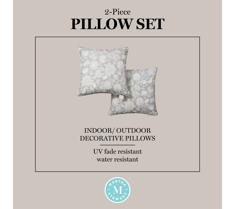 Martha Stewart Jacobean 18"x18" Outdoor Pillow2-Pack — View 7