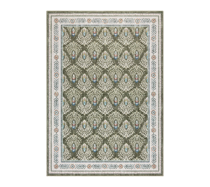 Everwash Haven Geo Border 6x9 Washable Area Rug — Main view