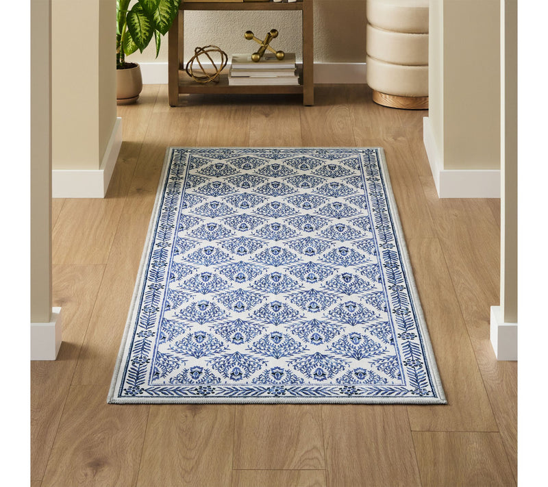 Everwash Haven Geo Border 2x7 Washable Runner Rug — View 3