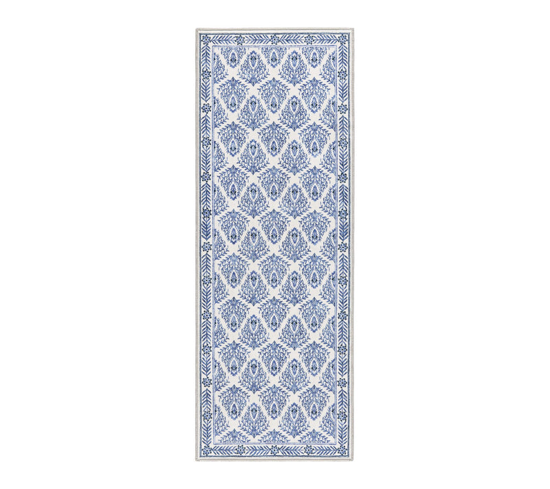 Everwash Haven Geo Border 2x7 Washable Runner Rug — Main view