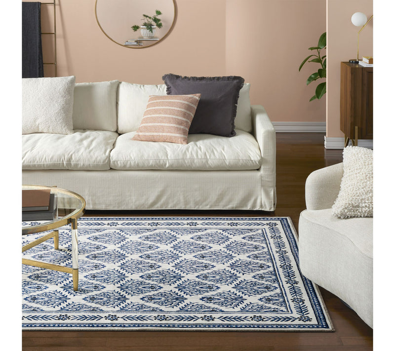 Everwash Haven Geo Border 5x7 Washable Area Rug — View 2