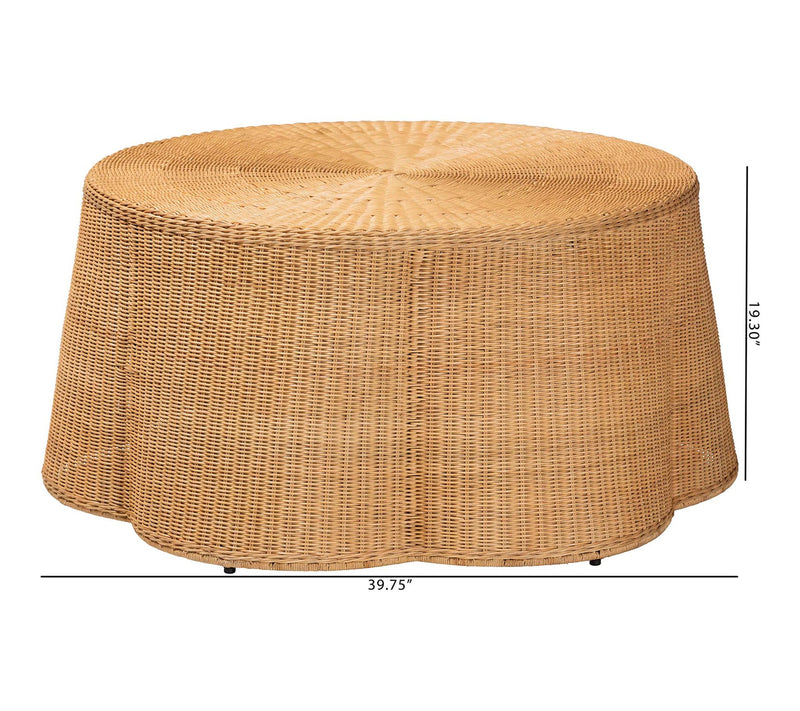 bali & pari Palm Honey Scallop Rattan Coffee Table — View 7