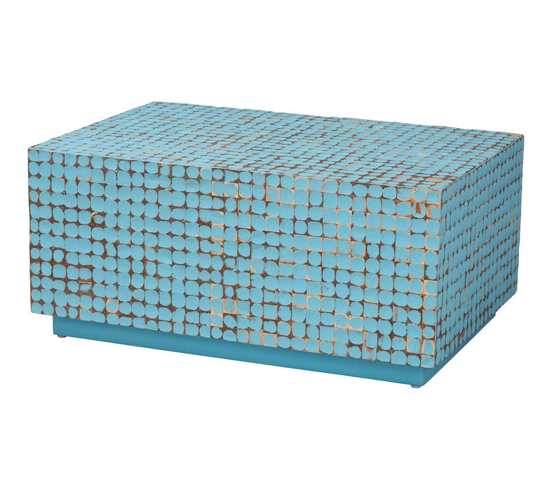 bali & pari Nitza Blue Coconut Shell Acacia Wood Coffee Table — View 10